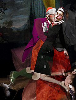 D’après « La none et le cardinal » d’Egon Schiele , 2019 ,collage numérique, 40 x 30 cm, 350 euros